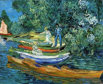  Banks Painting - Rowing Boats on the Banks of the Oise Vincent van Gogh